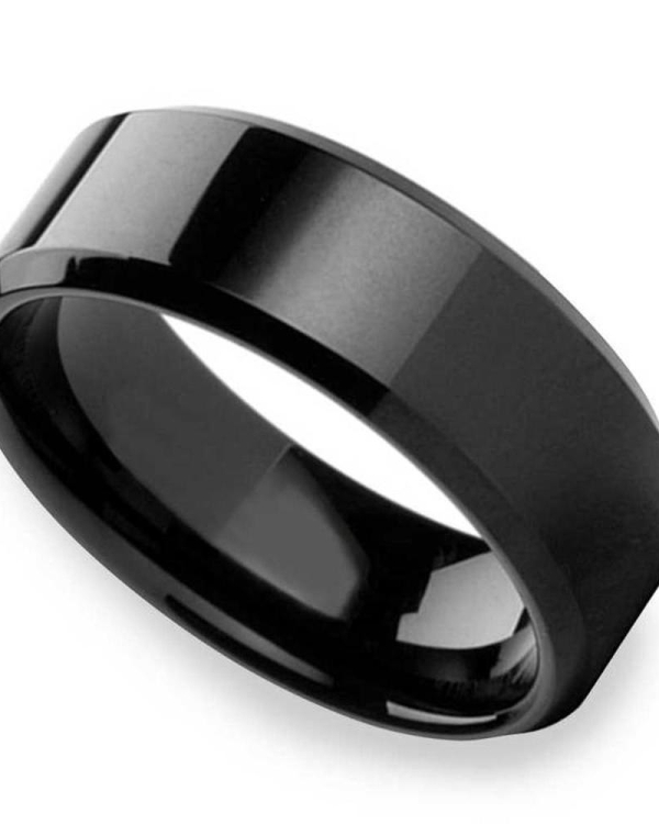 Boy's Titanium Pure Black Heavy Wait Ring